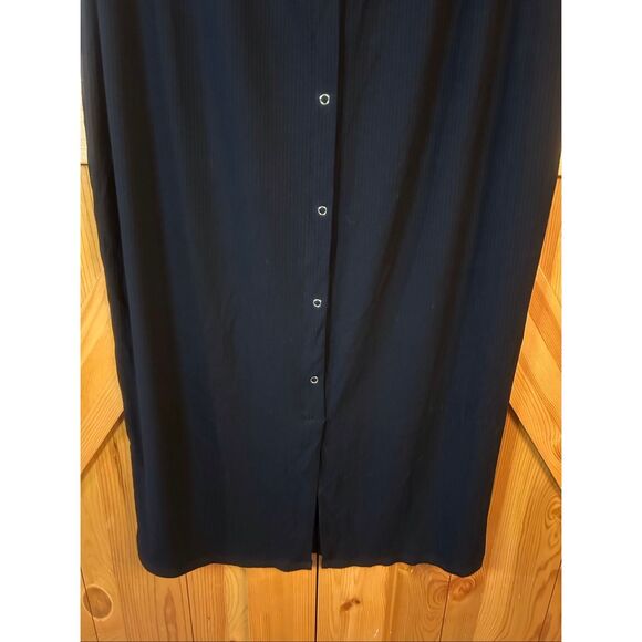 Asos Maternity Ribbed Black Cap Sleeve Snap Front Midi Dress NWT Size 14 (5729) - Picture 3 of 6